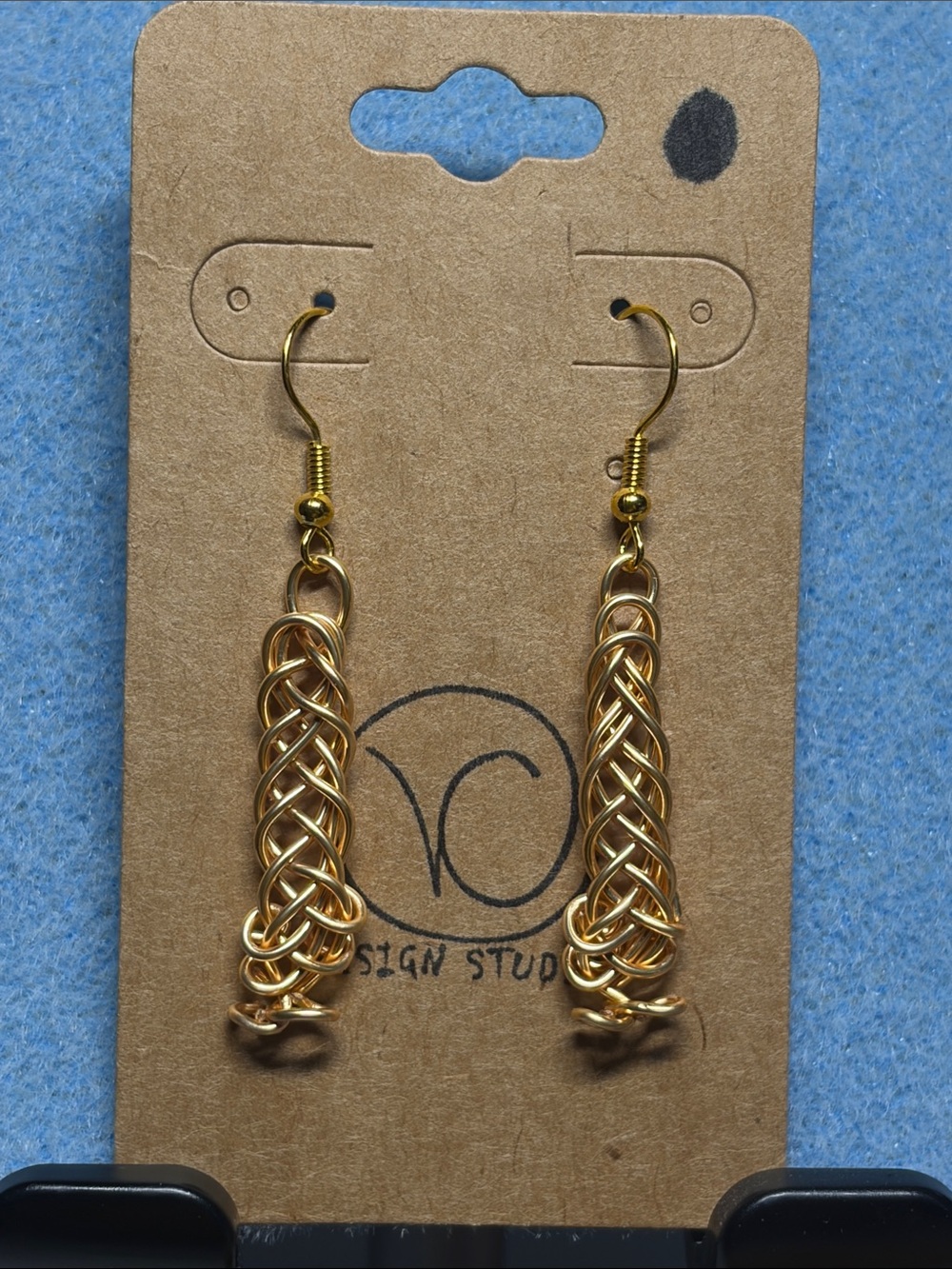 Gold Braided Drop Earrings